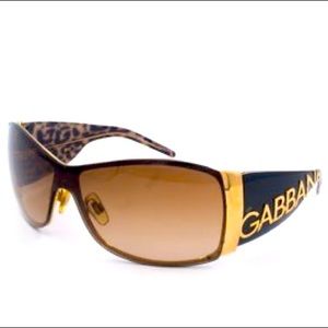 Vintage Dolce Gabbana Brown Tortoise Frame Shield Sunglasses